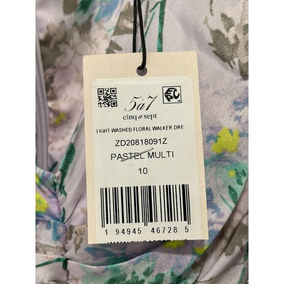 Cinq a Sept Walker Floral Midi Ruched Dress Size 10 NWT MSRP: $395 - Picture 8 of 13